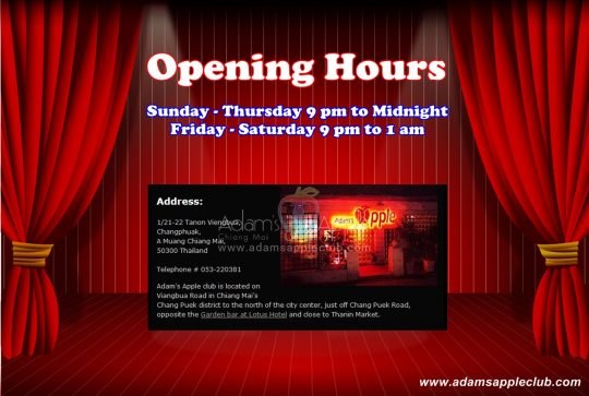 Opening Hours Adams Apple Club Chiang Mai