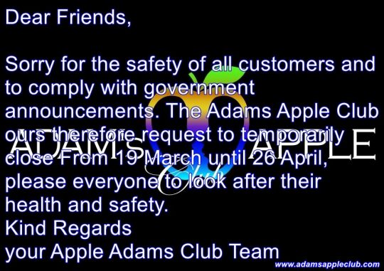 Close until 26st April Adams Apple Club