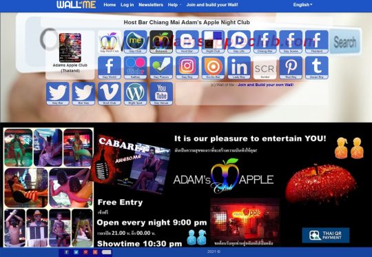 WALL OF ME Adams Apple Club Gay Bar Chiang Mai Adult Entertainment men entertain men Ladyboy Liveshows Asian Boys Host Club LGBTQ