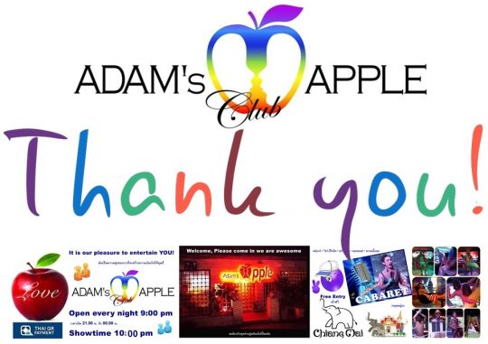 Thank YOU Gay Bar Chiang Mai, Thailand Adam's Apple Club. Thank you, dear ones, from all over the world, you are wonderful, thank you.