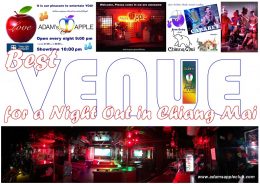 Venue in Chiang Mai Adam's Apple Club Gay Bar Thailand ... hip, trendy and popular Show Bar in the North of Thailand with Ladyboy Cabaret