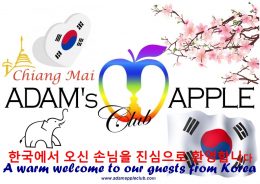 A warm welcome to our guests from Korea to Adam's Apple Club in Chiang Mai, Thailand 한국에서 오신 손님을 진심으로 환영합니다