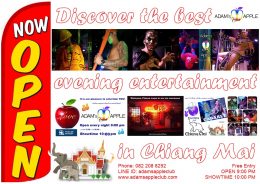 Evening entertainment in Chiang Mai Adam's Apple Club ... hip, trendy and popular Show Bar in the North of Thailand.