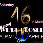 16. March Adams Apple Club Chiang Mai closed for 1 Day