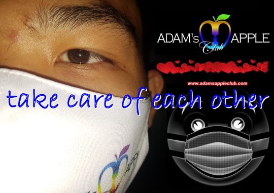 Wear a face mask! Be safe wear a MASK! STOP the Spread! Adams Apple Club, the premier gay host bar in Chiang Mai for Adult Entertainment and Liveshows