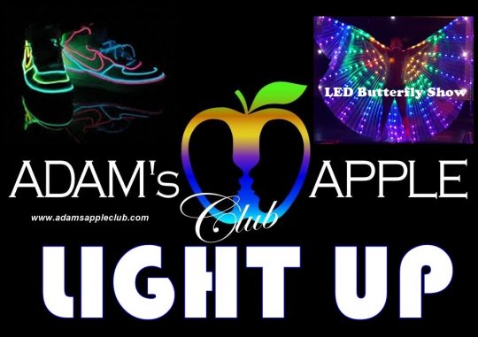 LIGHT UP LED SHOW Adams Apple Club Chiang Mai Bar Gay Asian Boys Ladyboys with Live Performance Nightclub Host Bar LGBTQ Adult Entertainment Thai Boys