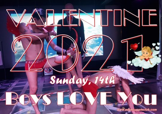 Valentines Day 2021 Boys LOVE You Adams Apple Club Chiang Mai Male Entertainment with Ladyboy Liveshows Nightclub Host Bar Gay Club Asian Boys