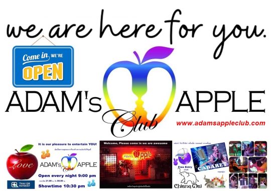 We are still here for YOU Adam’s Apple Club Chiang Mai Gay Bar Nightclub with Ladyboy Live Shows Adult Male Entertainment Thai Boys Gay Scene