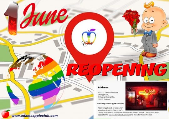 Re-opening Adams Apple Gay Club Chiang Mai Thailand Host Bar Are YOU ready for a NEW BEGINNING We LOVE to entertain YOU! LGBTQ