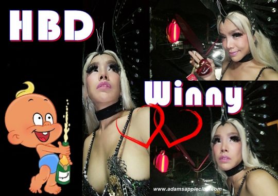 HBD Winny 2022 Adam's Apple Club Chiang Mai Show Bar Thailand OPEN every Night 9:00 PM and Show START every Night 10:00 PM. FREE ENTRY