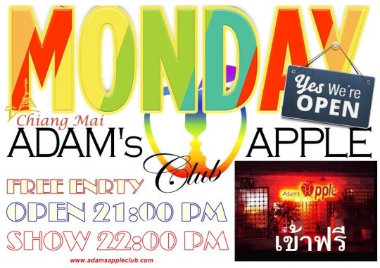 Monday NIGHT CNX Adams Apple Club Gay Bar Chiang Mai Show Bar Thailand OPEN every Night 9:00 PM and our Show START every Night 10:00 PM.