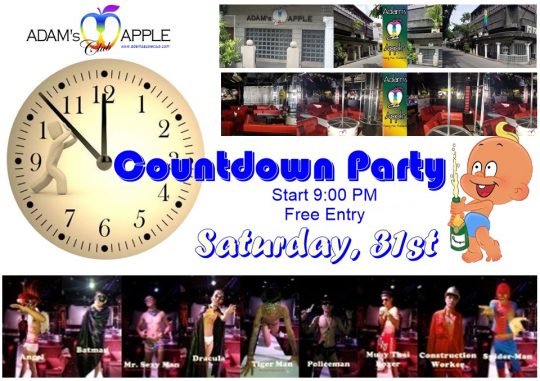 Countdown Party 2022 Adam's Apple Club Chiang Mai Thailand Start 9:00 PM Free Entry We love to entertain YOU!