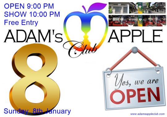 Poster for Adam’s Apple Club,8th January 2023 open after election in Chiang Mai,.