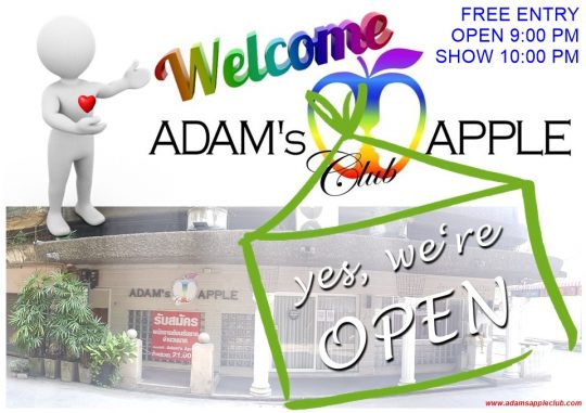 Nightclub Adams Apple Club welcome everyone Chiang Mai. Our Nightclub OPEN every Night 9:00 PM and the amazing Show START 10:00 PM.