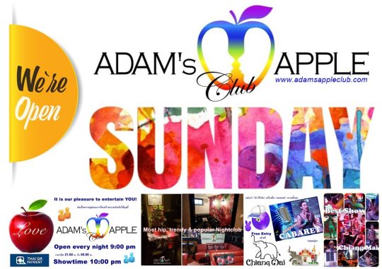 SUNDAY NIGHT in Chiang Mai - Where to go SUNDAY NIGHT? The answer is quite easy: Adam’s Apple Club the gay friendly Venue in town.