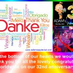 Thanks all friends - From the bottom of our hearts we would like to thank you for all the lovely congratulations on our 32nd anniversary!