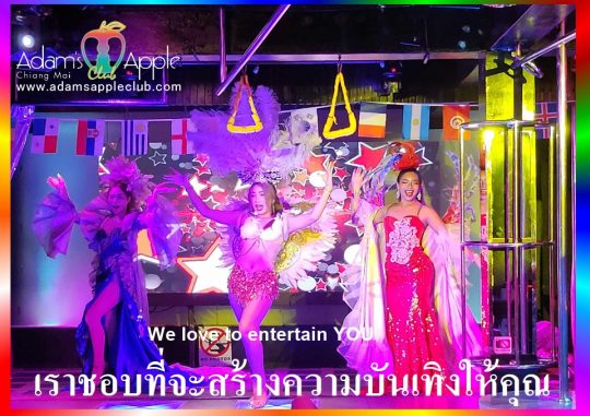 Ladyboy Cabaret Show Chiang Mai in our hip, popular and trendy gay friendly Nightclub in town Adam's Apple Club LGBT visitors welcome