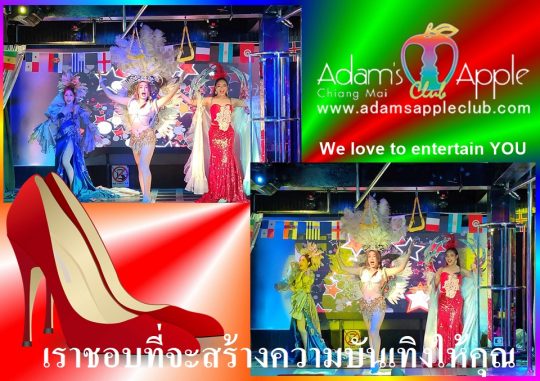 Ladyboy Cabaret Show Chiang Mai in our hip, popular and trendy gay friendly Nightclub in town Adam's Apple Club LGBT visitors welcome