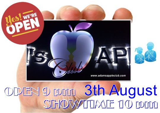 3th August OPEN Adams Apple Club Chiang Mai Gay Bar - From tonight, Wednesday August 3rd, we will be there for you as usual