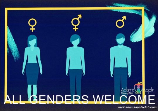 All Genders welcome at Adams Apple Club Chiang Mai. We warmly welcome LGBTQ visitors from all over the world.