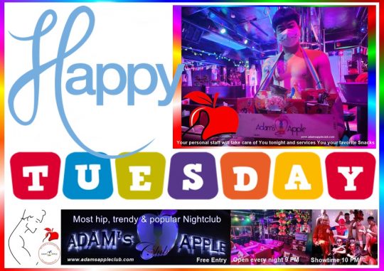 Tuesday Night Chiang Mai Adams Apple Club LGBT Venue, we would be very happy if you come to our gay friendly Show Bar tonight