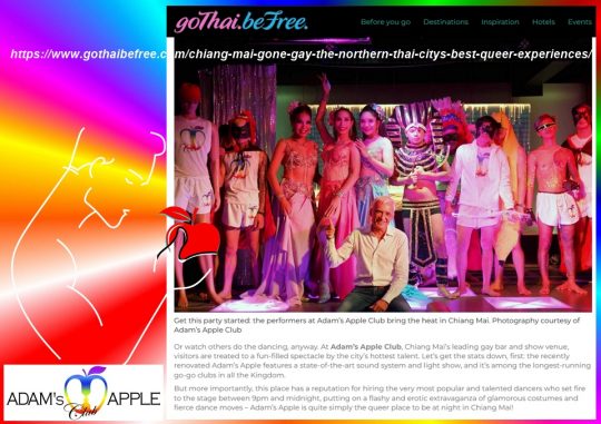 goThai beFree new stile Adams Apple Club 2023 Chiang Mai, this late-night venue is a fun-loving nightclub that attracts a mixed crowd