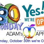 Monday 30th OPEN - The Adams Apple Club team hopes that you all had a relaxing holiday and were able to enjoy the peace and quiet of Sunday