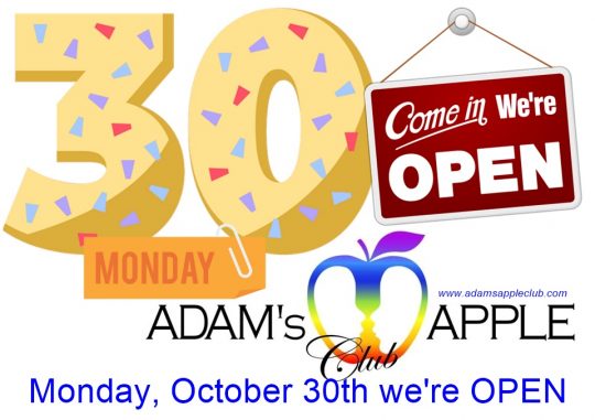 Monday 30th OPEN - The Adams Apple Club team hopes that you all had a relaxing holiday and were able to enjoy the peace and quiet of Sunday