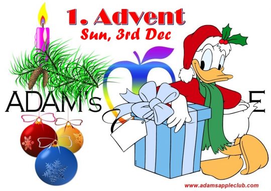 1st Advent 2023 Party, Sunday 3rd, Dec Adams Apple Club Chiang Mai gay friendly Venue Start 9:00 PM + Free Entry + Show 10:00 PM