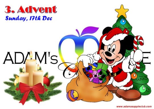 3rd Advent 2023 Adams Apple Club Chiang Mai Thailand. We wish all our friends around the world HAPPY 3rd Advent 2023!