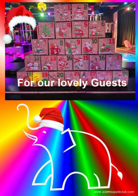 Advent calendar 2023 for our dear guests from Adams Apple Club Chiang Mai the legendary Venue with daily live shows LGBT visitors welcome