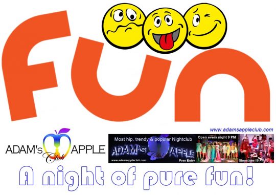 A night of pure fun! Experience the ultimate night of pure fun at Adams Apple Club! The bright red Apple at our venue shows you the way to us