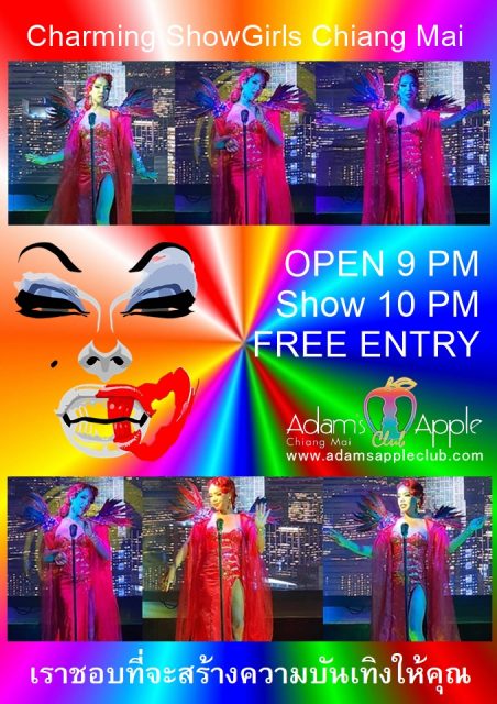 Charming ShowGirls Chiang Mai at Adams Apple Club, every evening at the legendary venue, attracting a mixed clientele of both straight and gay