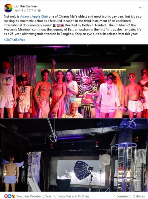 Go Thai Be Free Facebook Post about Adams Apple Club Chiang Mai