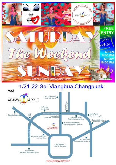 Chiang Mai on Weekend at Adams Apple Nightclub. We look forward to your visit to our popular and trendy venue in CNX.
