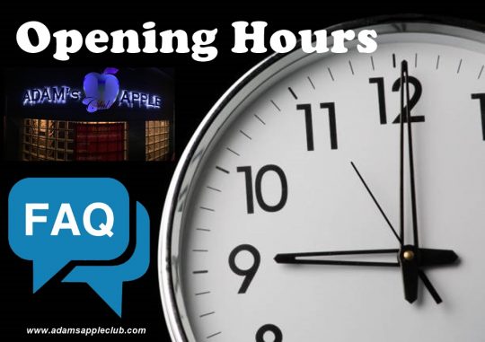 FAQ Opening Hours Adams Apple Club Chiang Mai We are open every day of the week at 9pm and everyone is very welcome!