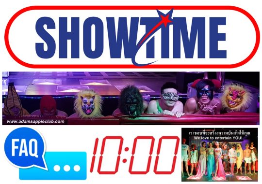 Showtime Adams Apple Club Chiang Mai Gay Bar Thailand. Our show starts every evening of the week at 10pm and everyone is very welcome!