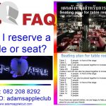 FAQ reserve a table Adams Apple Club in Chiang Mai Thailand by calling us on 082 208 8292 or sending a message on LINE: adamsappleclub