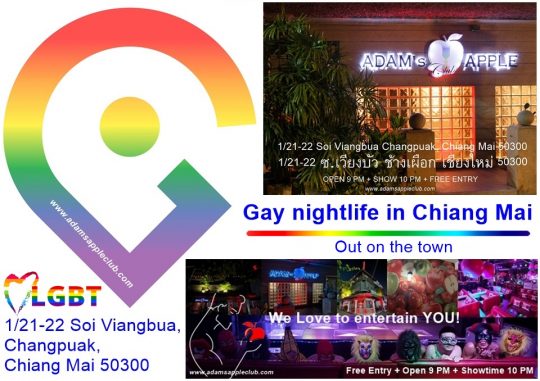 Out on the town Immerse yourself in the gay nightlife in Chiang Mai and let yourself be enchanted by the live show in Adams Apple Club