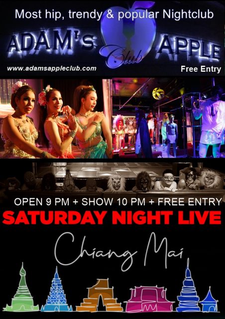 Saturday Night Live in Chiang Mai at Adams Apple Club. This NIGHTCLUB is a favorite place for spending time, also a place for entertainment