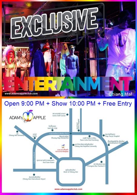 Entertainment Chiang Mai gay friendly Adams Apple Nightclub. The most widely known Show Bar in Chiang Mai.