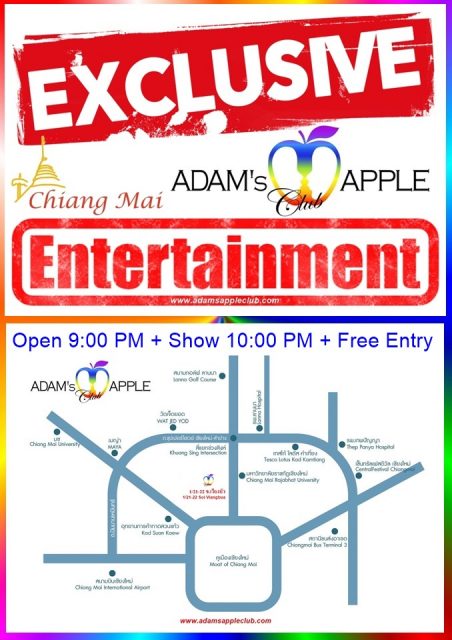 Entertainment Chiang Mai gay friendly Adams Apple Nightclub. The most widely known Show Bar in Chiang Mai.