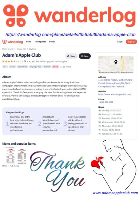 wanderlog webiste Adams Apple Club Chiang Mai Page - wanderlog.com … helpful travel itinerary, vacation & road trip planner