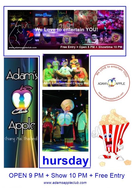 Thursday Night Club Chiang Mai at Adams Apple Club Chiang Mai. A Thursday night at Adams Apple Club in Chiang Mai is unforgettable.