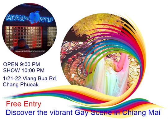Vibrant Gay Scene Chiang Mai 2025 … at Adams Apple Club LGBT Venue the legendary gay friendly Hangout for adult Entertainment
