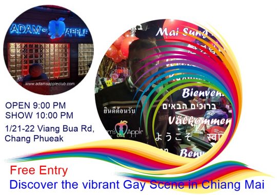 Vibrant Gay Scene Chiang Mai 2025 … at Adams Apple Club LGBT Venue the legendary gay friendly Hangout for adult Entertainment