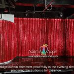 New glittering red curtain Adams Apple Club Chiang Mai shimmers powerfully in the evening atmosphere, preparing the audience for the show.