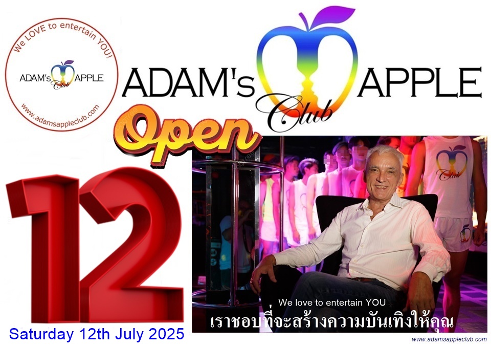 Saturday 12th July 2025 OPEN Adams Apple Club in Chiang Mai