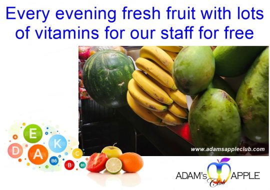 Fresh vitamin every night for our staff from Adams Apple Club Chiang Mai. Healthy food is very important in life.