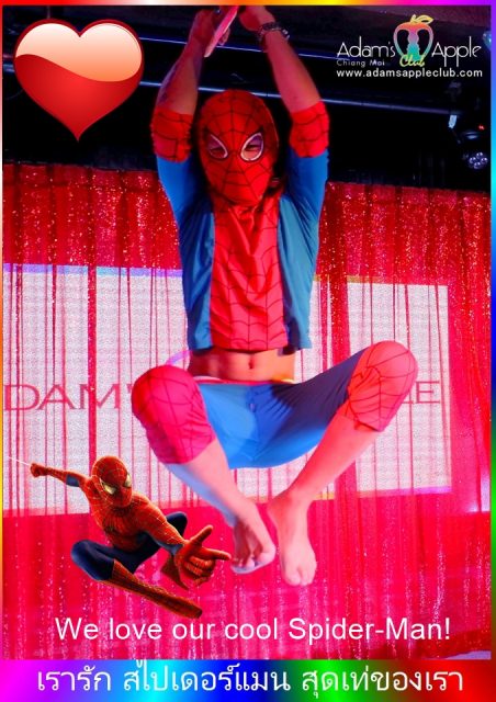 We love our cool Spider-Man Adams Apple Club Chiang Mai. We're open every evening from 9 p.m., and admission is free.
